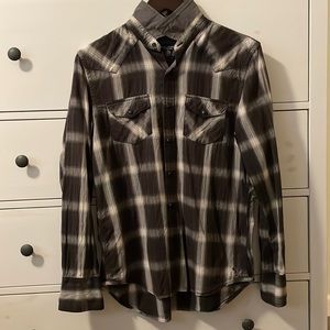 Mens long sleeve button up in plaid